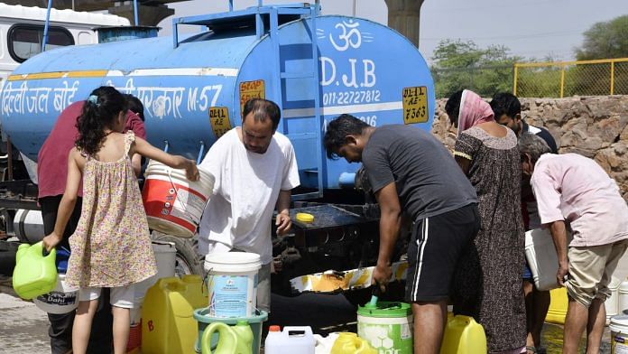 Residents collect water from the Delhi Jal Board water supply tanker as people face water crisis in the city | Representational Image/ANI Photo/Mohd Zakir