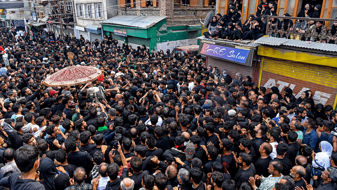 Shia Muslims take part in a religious procession on the 10th day of Ashura of the month of Muharram, in Srinagar on Wednesday | ANI