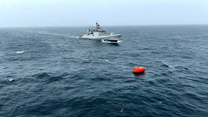 INS Teg carrying out search and rescue mission | X/@indiannavy