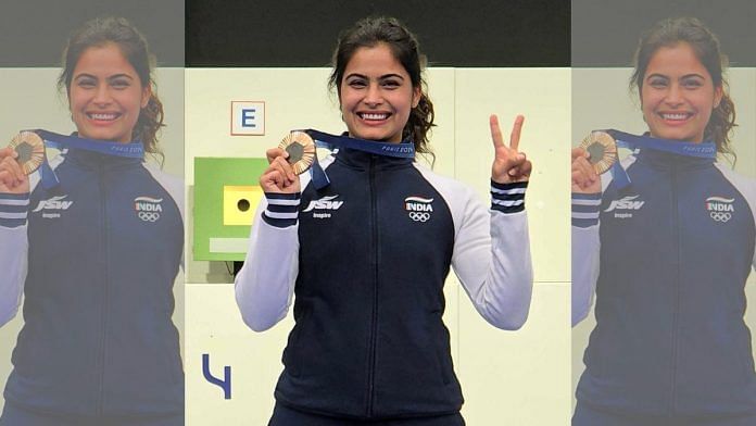 Ace shooter Manu Bhaker wins a Bronze Medal in the Women's 10-metre Air Pistol in the Olympic Games Paris 2024, in Paris on Sunday. She finished third in the women's 10m air pistol event. (ANI Photo)