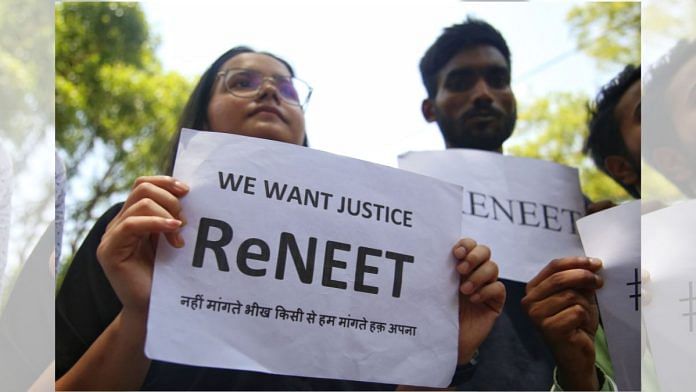 NEET applicants demonstrate a protest in Jantar Mantar demanding ReNEET exam | File photo | Manisha Mondal | ThePrint