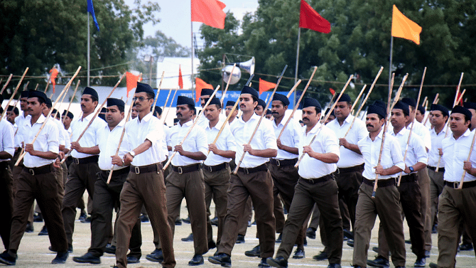 File photo of RSS volunteers at a march past | ANI