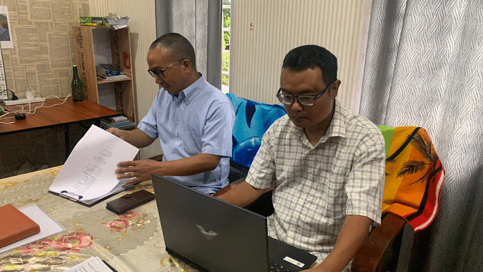 ITLF leaders Muan Tombing and Ginza Vualzong at their office in Churachandpur town | Karishma Hasnat