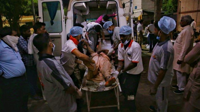 32 victims were carried to the Deceased victims of the stampede were lined up at the Bagla Combined Hospital, Hathras | Manisha Mondel | ThePrint