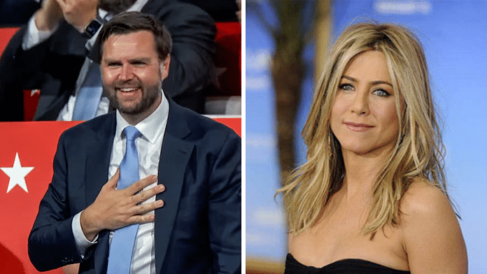 US Senator for Ohio JD Vance during the Republican National Convention | ANI and Jennifer Aniston | File Photo | X