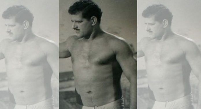 A photo of Dara Singh, a pro wrestler who became an actor, director, producer, and politician.