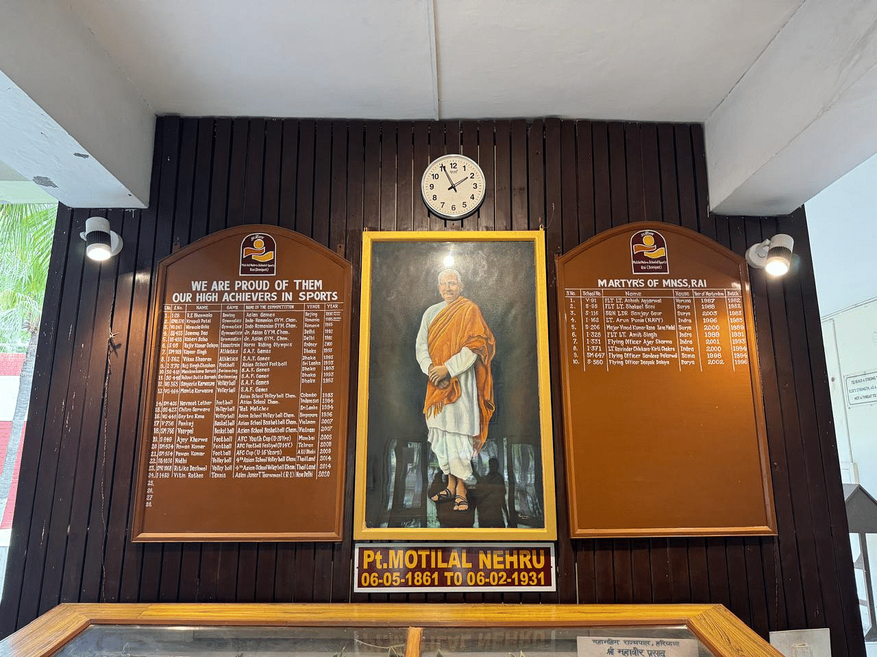 Portrait of Pandit Motilal Nehru at the administrative block of the school