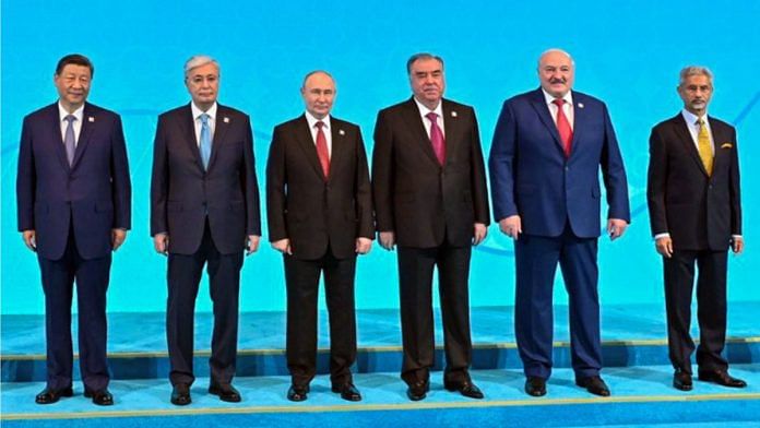 External affairs minister S Jaishankar with Chinese President Xi Jinping, Russian President Vladimir Putin, and others during the SCO summit