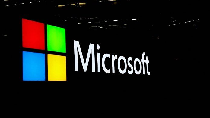 A view shows a Microsoft logo at Microsoft offices in Issy-les-Moulineaux near Paris, France, March 25, 2024 | Reuters file photo