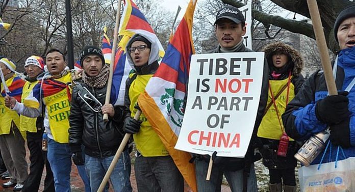 Students for a Free Tibet marching to Lafayette Park from the Chinese Embassy in D.C.