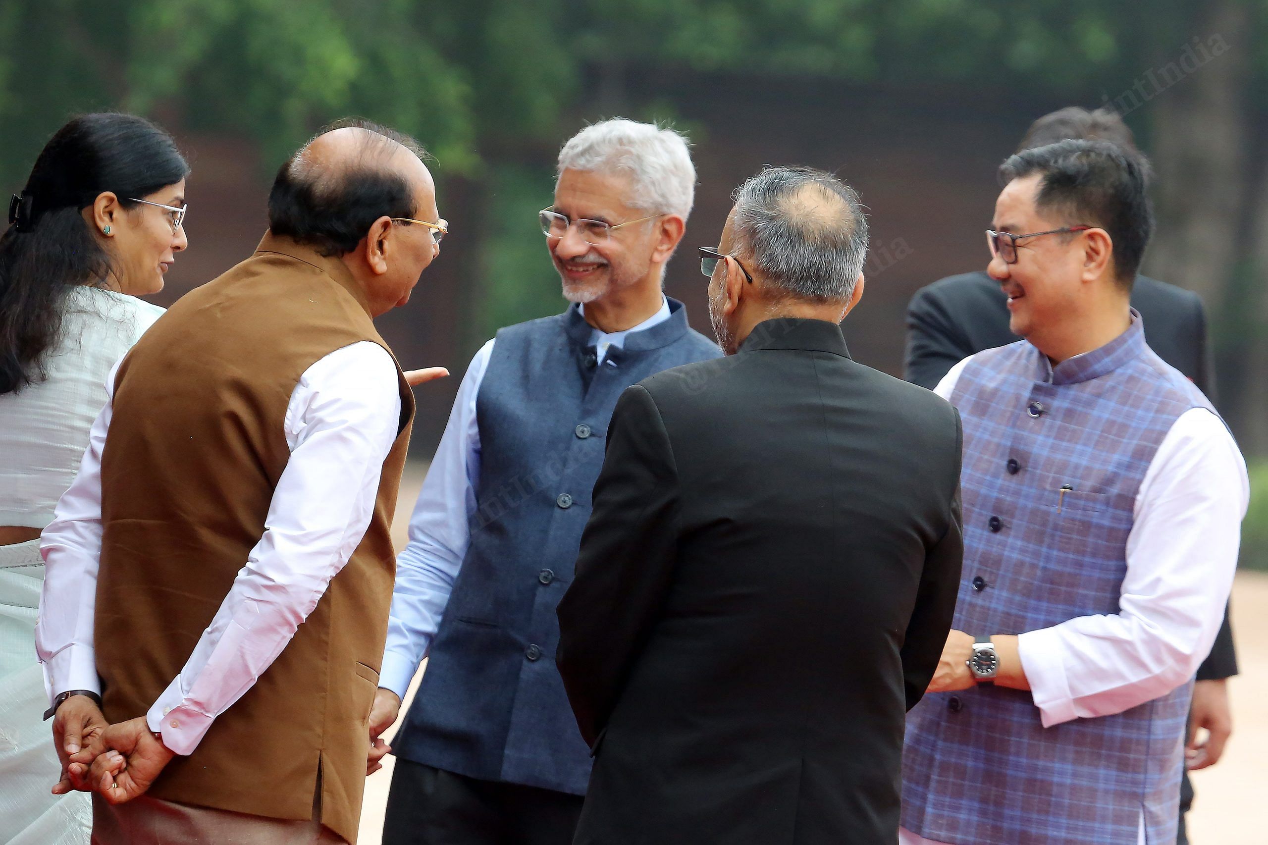 (L-R) Union ministers with cabinet secretary and Delhi L-G at Rashtrapati Bhavan | Praveen Jain | ThePrint