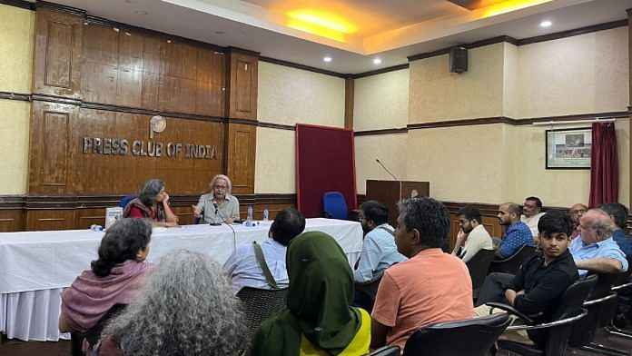 Ajaz Ashraf in conversation with Jenny Rowena at launch event for Ashraf's book, 'Bhima Koregaon: Challenging Caste'