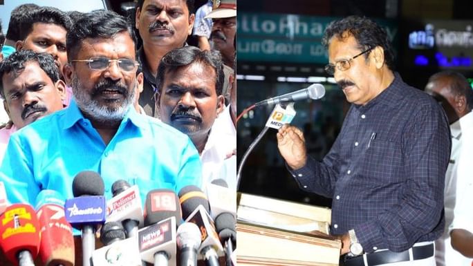 DALIT PARTIES File photos: VCK chief Thol. Thirumavalavan (L) & Puthiya Tamilagam founder K. Krishnasamy (R) | ANI, X