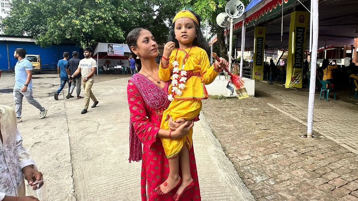 A child dressed as Krishna at Dhaka’s Dhakeshwari temple, Monday | Ananya Bhardwaj | ThePrint