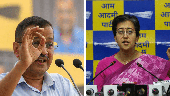 Delhi CM Arvind Kejriwal and AAP leader Atishi Marlena | File Photos | Credit: ThePrint/Suraj Singh Bisht