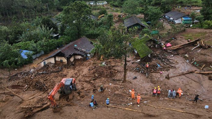 Drone view of damaged houses at a landslide site in Kerala’s Wayanad on 1 August, 2024 | Reuters/Francis Mascarenhas