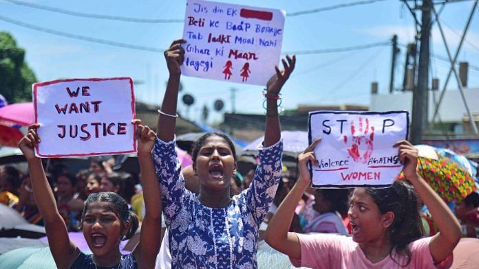 Locals stage a protest against the alleged gangrape of a 14-year-old girl in Dhing area of Assam’s Nagaon Friday | Photo: ANI