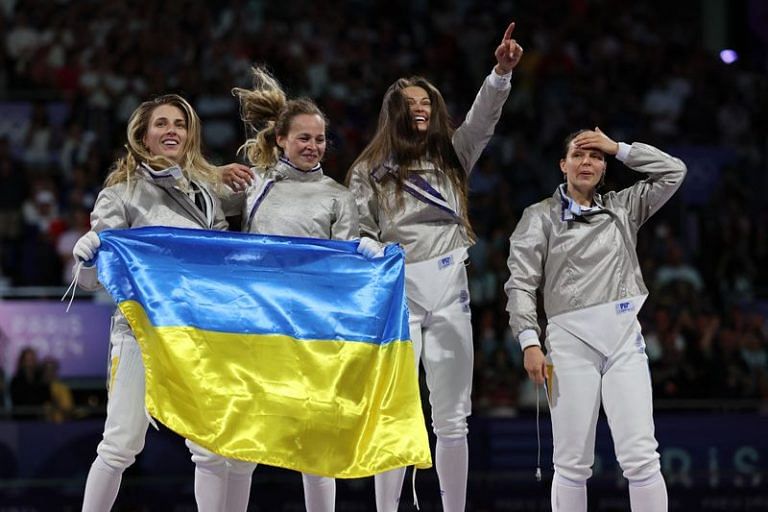 OlympicsFencingUkraine win gold in women's sabre team event