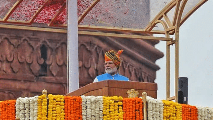 PM Modi delivers speech on Independence Day | Credit: ThePrint photo by Praveen Jain