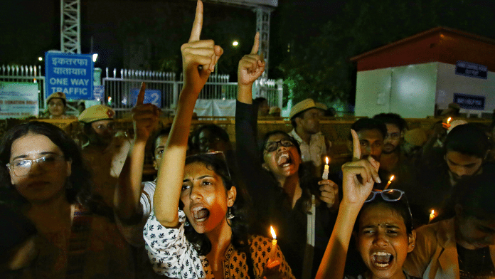 Women demand justice for a junior doctor who was raped and murdered at a Kolkata hospital, in New Delhi | Manisha Mondal | ThePrint