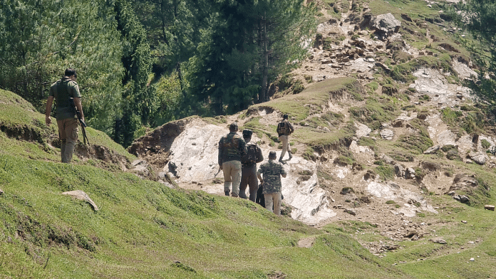 File photo of search operation after an encounter at Gandoh area in Doda | ANI