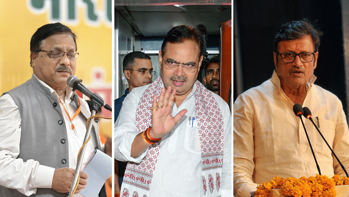 BJP Rajasthan in-charge Radha Mohan Das Agrawal, Chief Minister Bhajan Lal Sharma, and seven-time MLA Rajendra Rathore | Pic credit: X