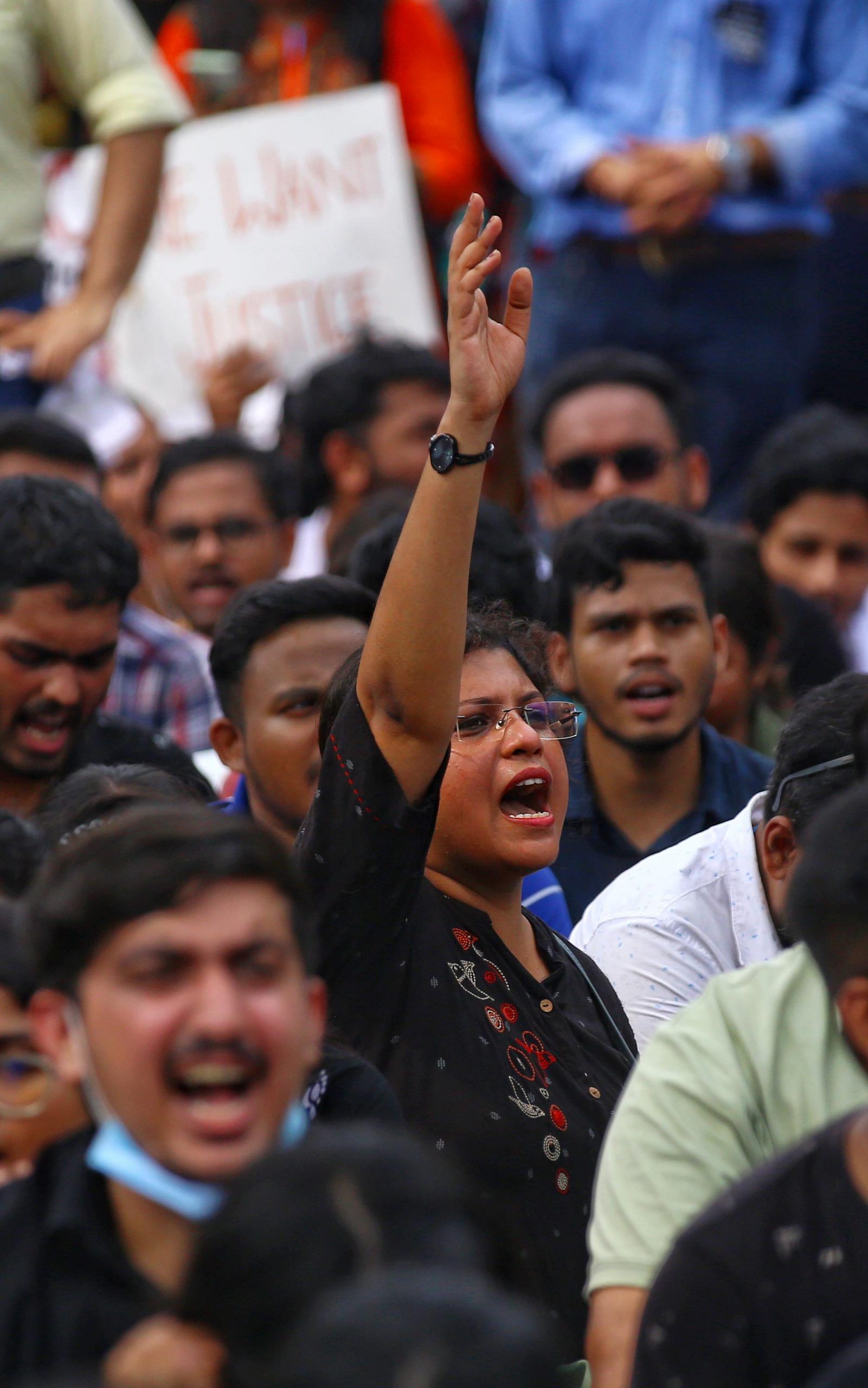 A protester at a doctors march near the health ministry, Wednesday. | Manisha Mondal | ThePrint