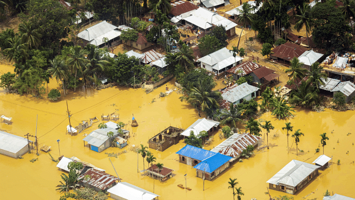 An aerial view of the flood-affected areas in Tripura on 23 August 2024 | File Photo | ANI