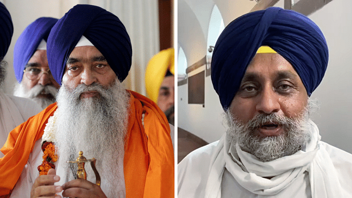 Jathedar of the Akal Takht Giani Raghubir Singh and Shiromani Akali Dal (SAD) president Sukhbir Badal | File Photos | Credit: ANI