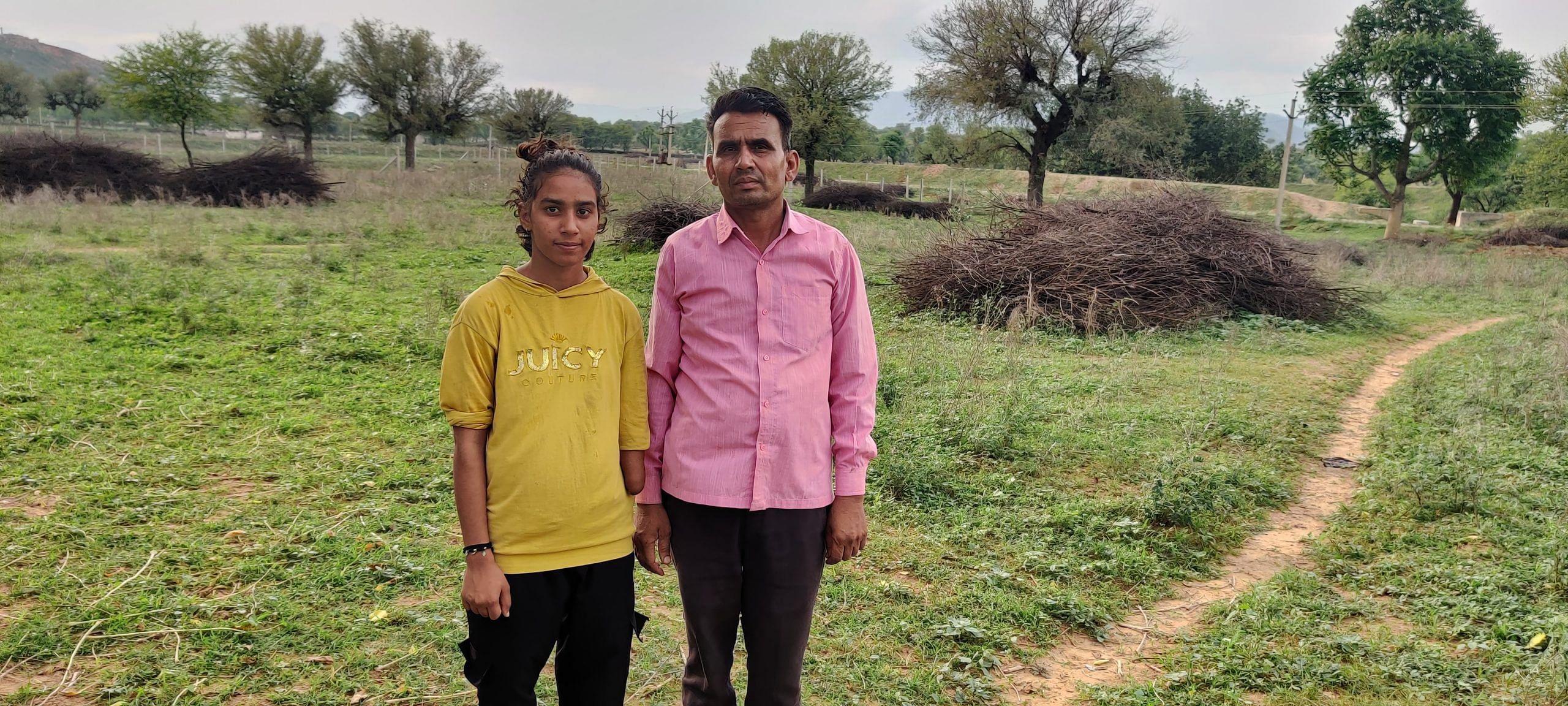 Tanisha Bajia with her father Indraj Bajia who helped her in his athletics journey | Photo: Krishan Murari, ThePrint