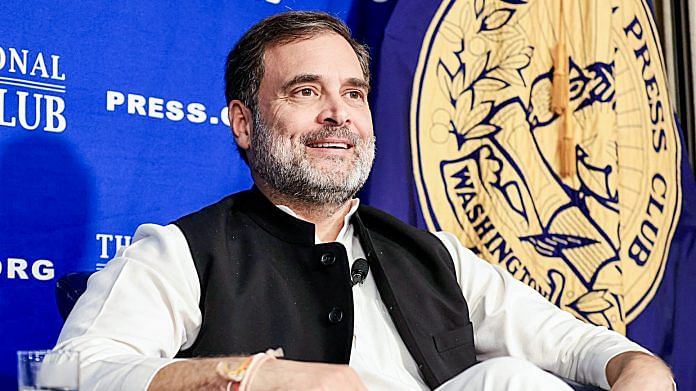 Leader of Opposition in Lok Sabha and Congress MP Rahul Gandhi during a media interaction at the National Press Club, in Washington DC on Wednesday | ANI Photo