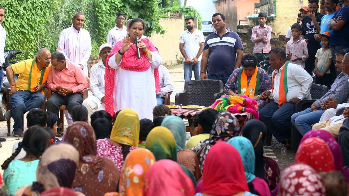 Sharma speaks at Narenuwala village. | Manisha Mondal | ThePrint