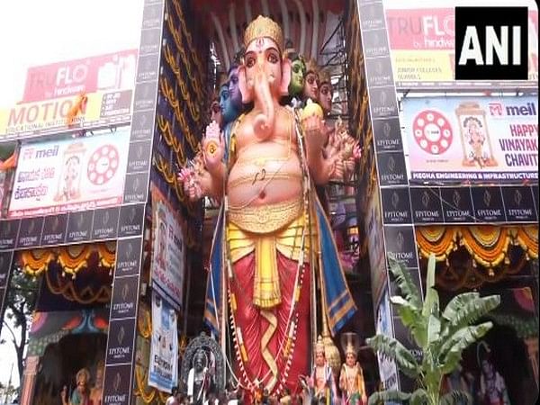 Ganesh Chaturthi: 70-ft 'Sri Saptamukha Maha Shakti Ganapathi' idol unveiled in Khairatabad