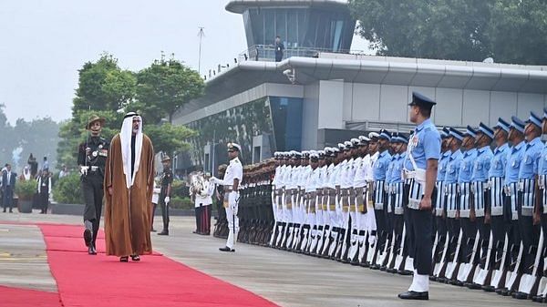 Abu Dhabi Crown Prince, Sheikh Khaled bin Zayed Al Nahyan in Delhi on Sunday | Photo: X//MEA