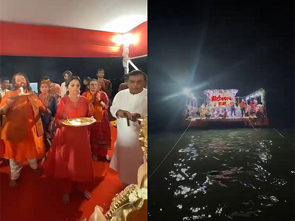 Ambani family joins Antillia Cha Raja's immersion procession to the sea 