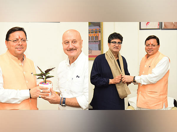 Uttarakhand CM Pushkar Singh Dhami meets CBFC chairman Prasoon Joshi, Anupam Kher