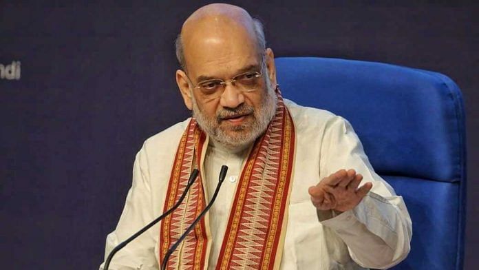 Union Home Minister Amit Shah addressing press conference at National Media Centre in New Delhi, Tuesday | Praveen Jain | ThePrint