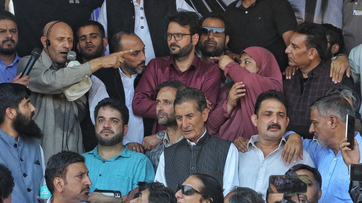 Rashid addresses a rally at Deliana Ground, Baramulla, Jammu and Kashmir, Thursday. | Praveen Jain | ThePrint