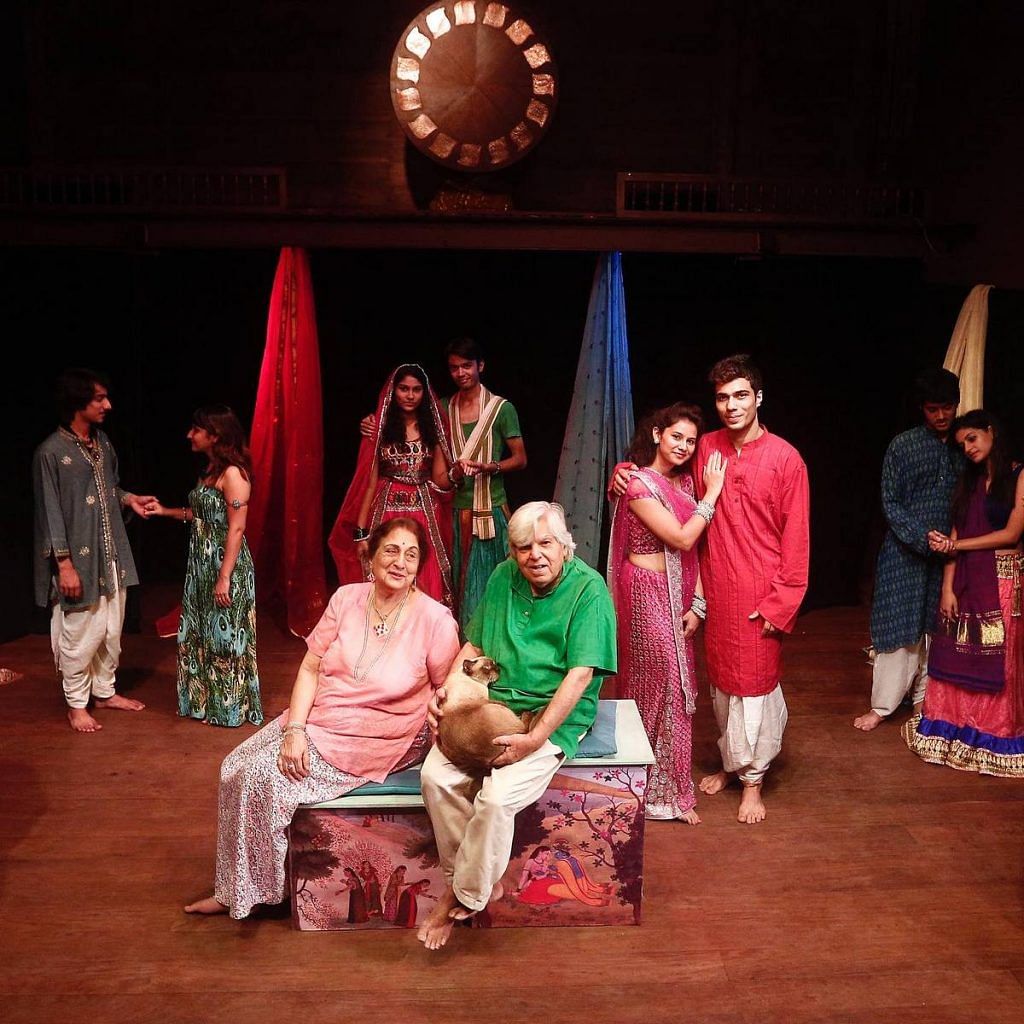 . Gopal Sharman and Jalabala Vaidya during a rehearsal at Akshara Theatre