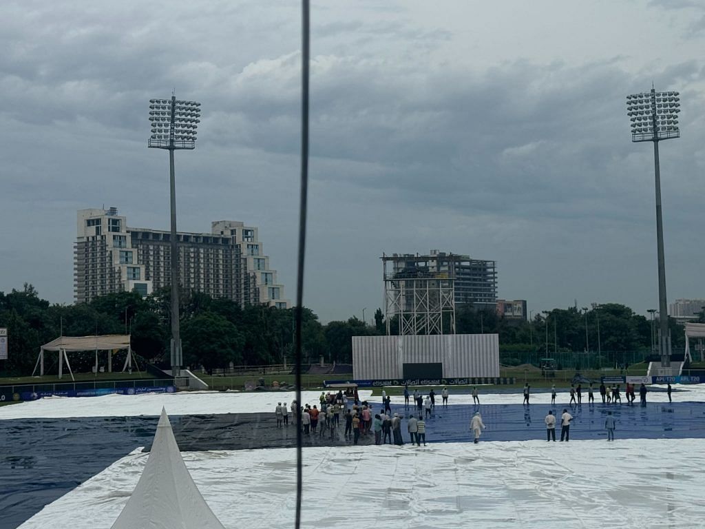 A rain soaked Shaheed Vijay Singh Pathik Sports Complex in Greater Noida | Photo: Sagrika Kissu, ThePrint