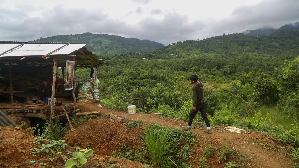 A Kuki village defence volunteer force walking to the bunker | Suraj Singh Bisht | ThePrint