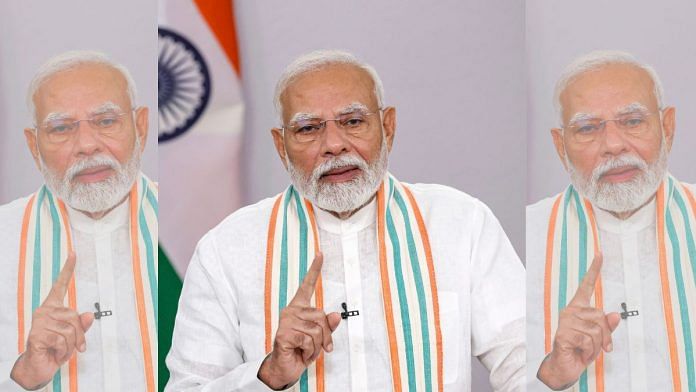 Prime Minister Narendra Modi during the launch of Jal Sanchay Jan Bhagidari initiative via video conferencing, Friday | PTI Photo