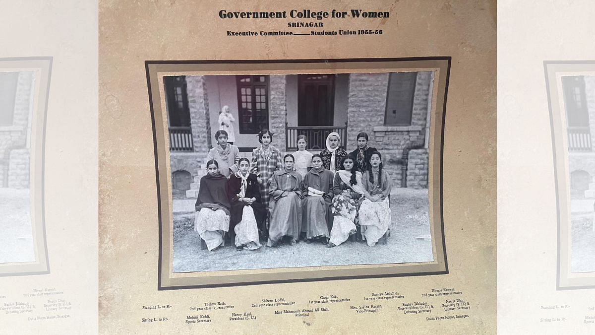 A photograph of the Government College for Women, Srinagar. Executive Committee—Students Union 1955-56 that Neerja Mattoo has preserved | Sanya Dhingra | ThePrint