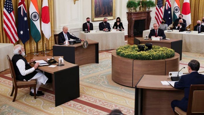 Prime Minister Narendra Modi with Quad leaders at the Quad summit at the White House in Washington, US. | Reuters