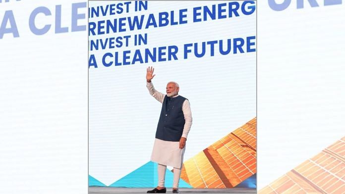 Prime Minister Narendra Modi during the 4th Global Renewable Energy Investors Meet and Expo (RE-INVEST 2024), in Gandhinagar, Monday, Sept. 16, 2024 | PTI