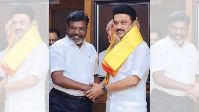 Viduthalai Chiruthaigal Katchi (VCK) chief Thol. Thirumavalavan with Tamil Nadu Chief Minister MK Stalin | Photo: X, @thirumaofficial