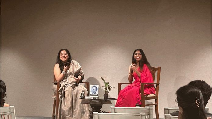 MS Meenakshi (left), author of ‘Verghese Kurien: The Man Who Brought Milk to a Million Homes’ with Trisha De Niyogi, COO and Director of Niyogi Books. |Anisha Reddy | ThePrint