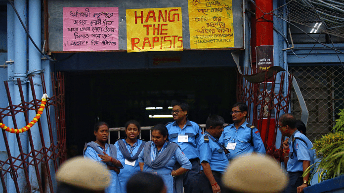 File photo of security staff at Kolkata's R G Kar Medical College and Hospital | Manisha Mondal | ThePrint