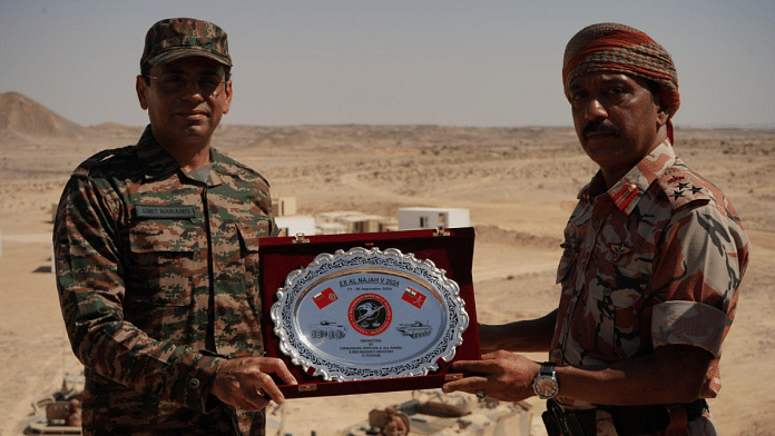 Indian ambassador to Oman Amit Narang in Army uniform at the closing ceremony of the joint military exercise Al Najah | X/@adgpi