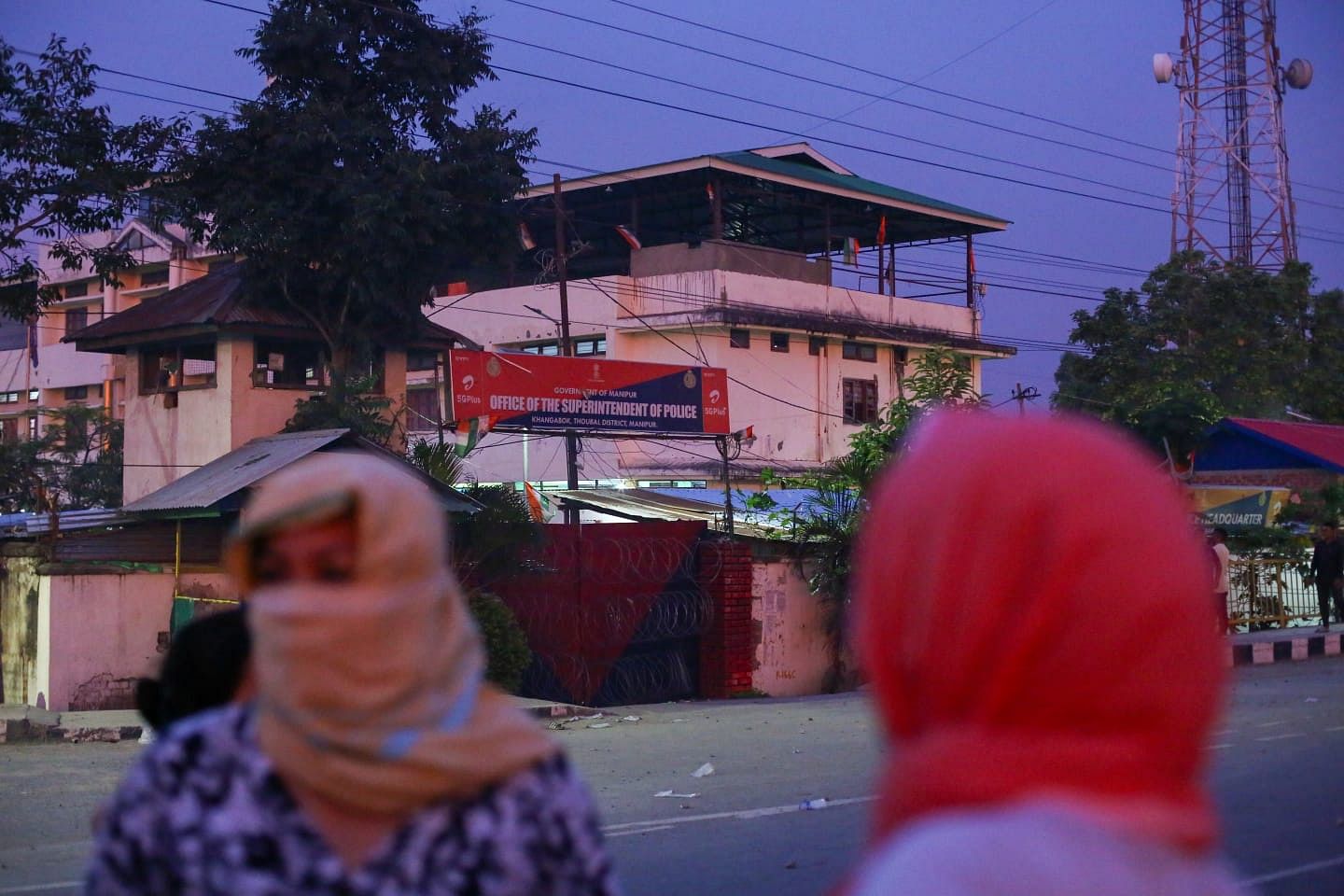 Meira Paibis outside the SP office | Photo: Suraj Singh Bisht | ThePrint